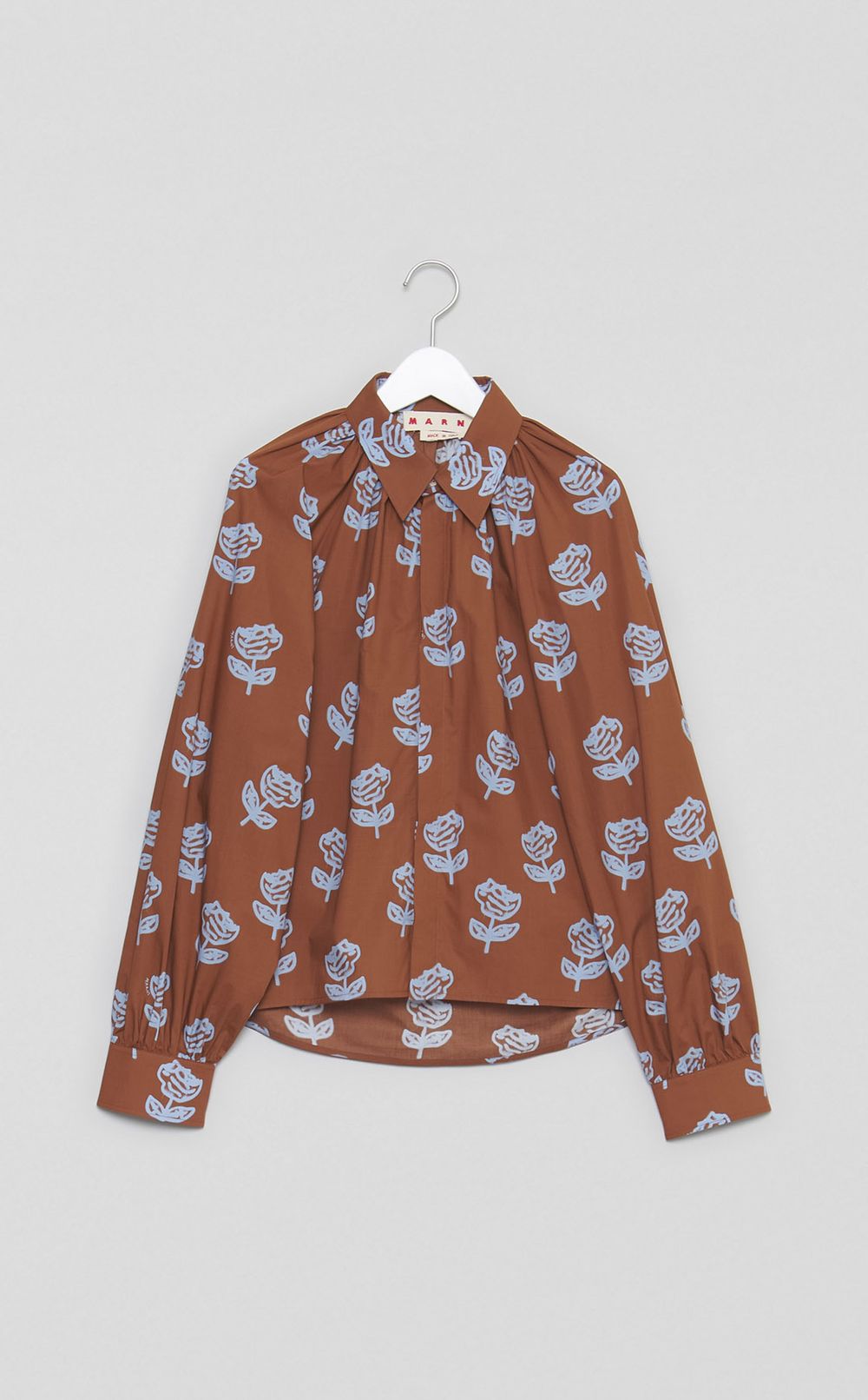 ローズプリントコットンギャザーブラウス