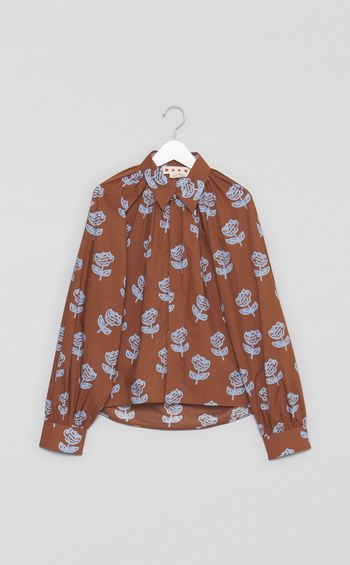 ローズプリントコットンギャザーブラウス