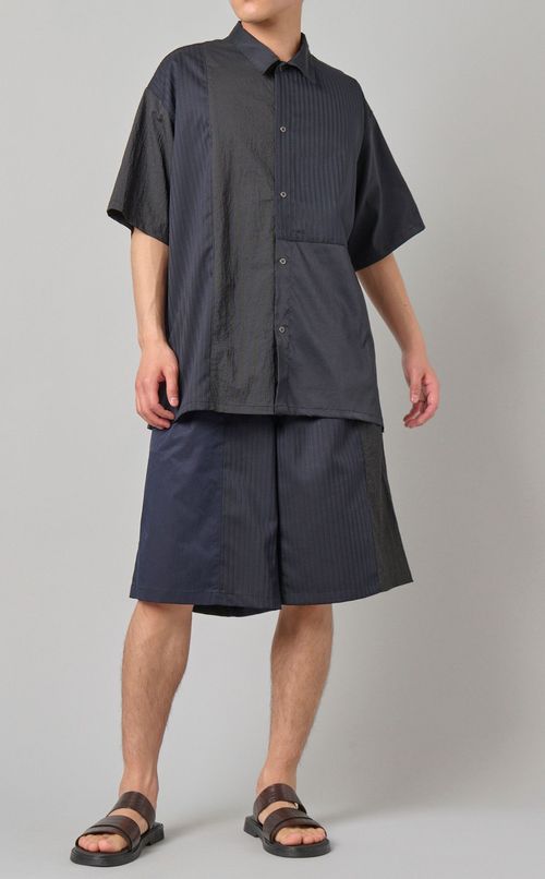 パッチワークショートスリーブシャツ