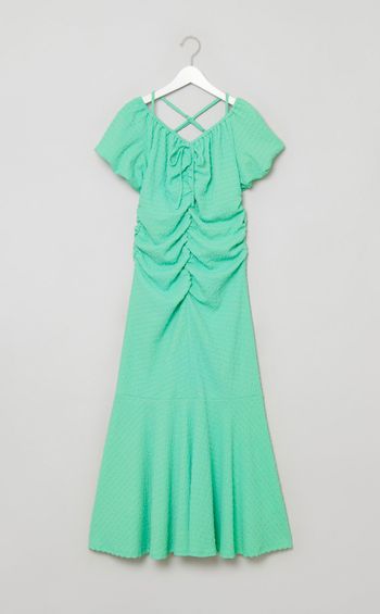 パフスリーブギャザーカットワンピース