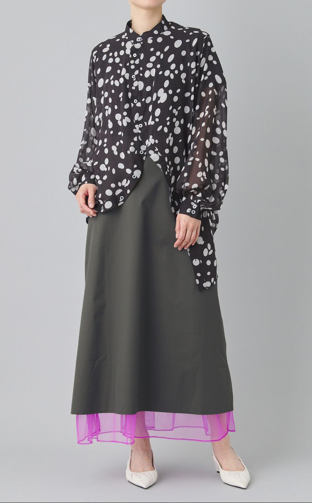 チュールレイヤードナイロンスカート