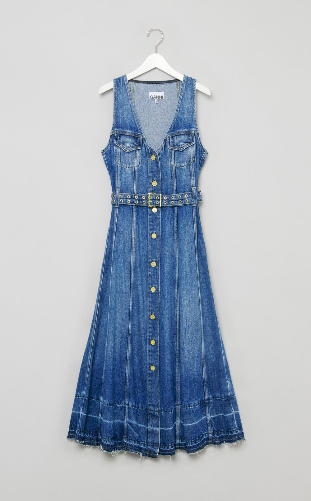 ライトデニムフロントボタンワンピース