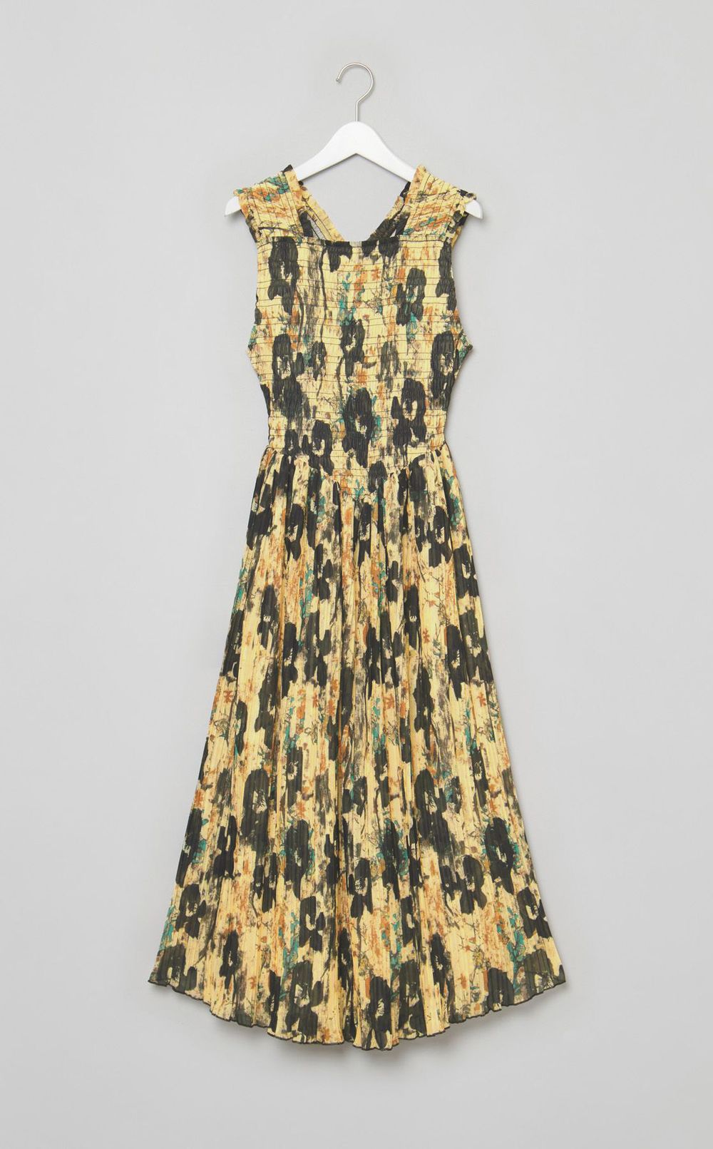 フラワー柄シャーリングワンピース