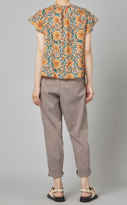 フレンチスリーブプリントブラウス