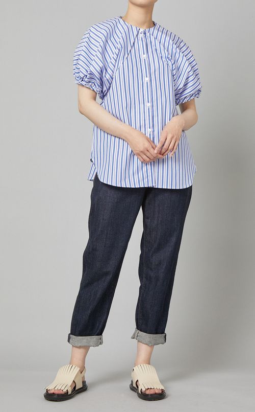 ケープデザインストライプブラウス