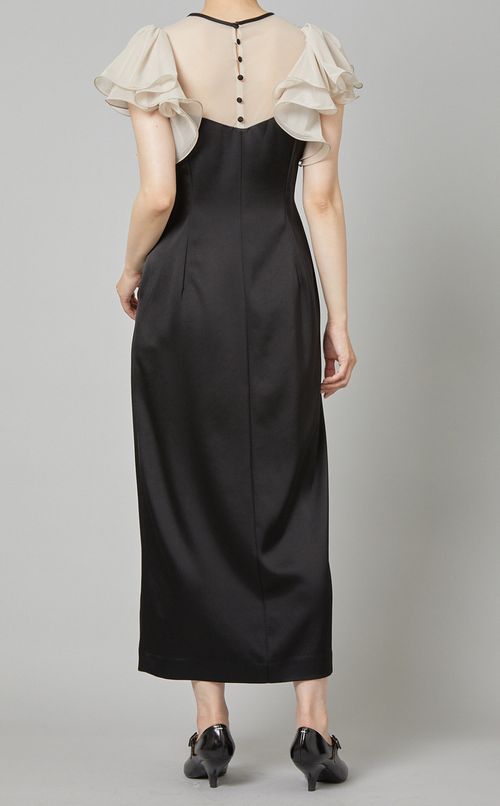 フリルスリーブコンビドレス