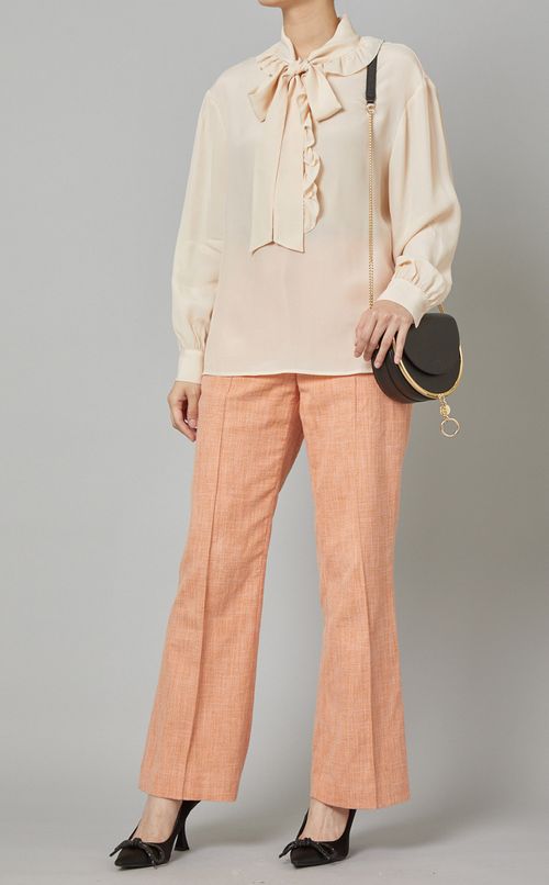 フロントフリルボウタイブラウス