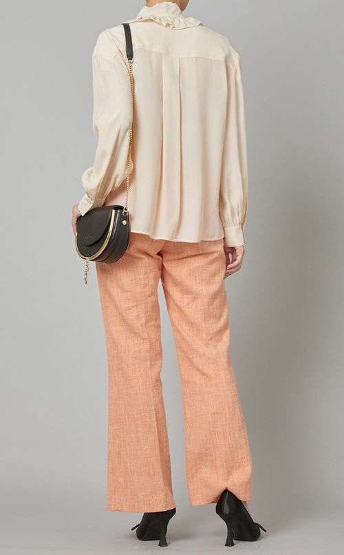 フロントフリルボウタイブラウス