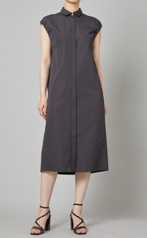 コットンノースリーブシャツワンピース