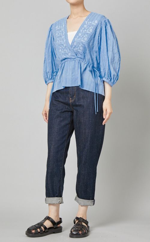 ショートスリーブカシュクールブラウス