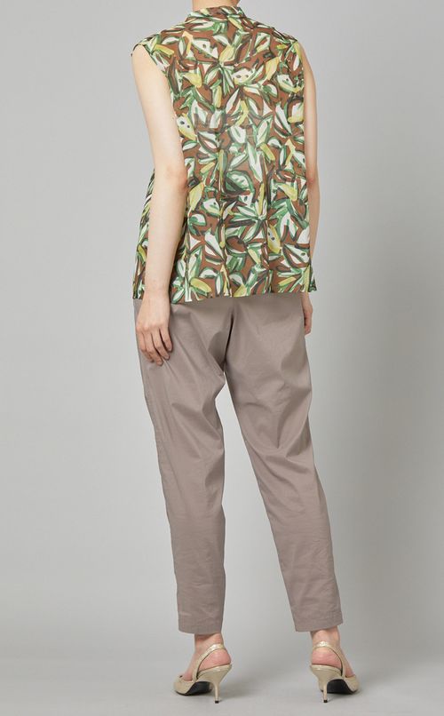 ギャザーフリルプリントブラウス