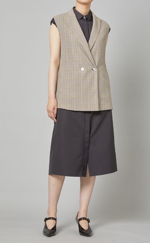 チェック柄テーラードジレ