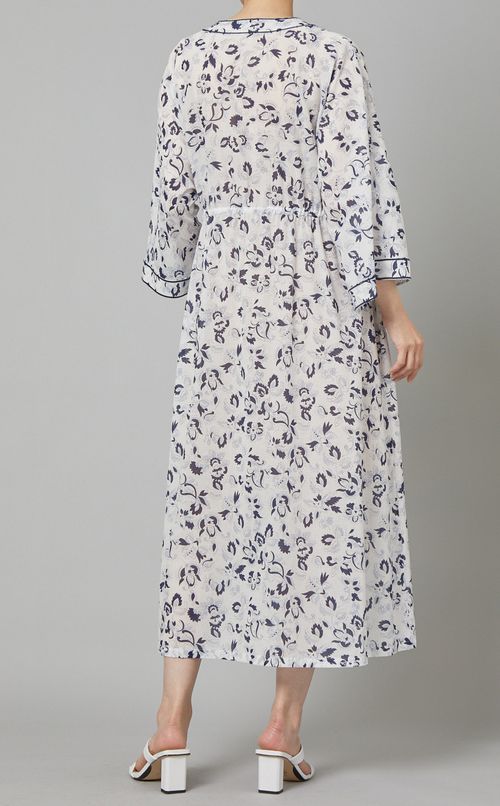 フレアスリーブプリントワンピース