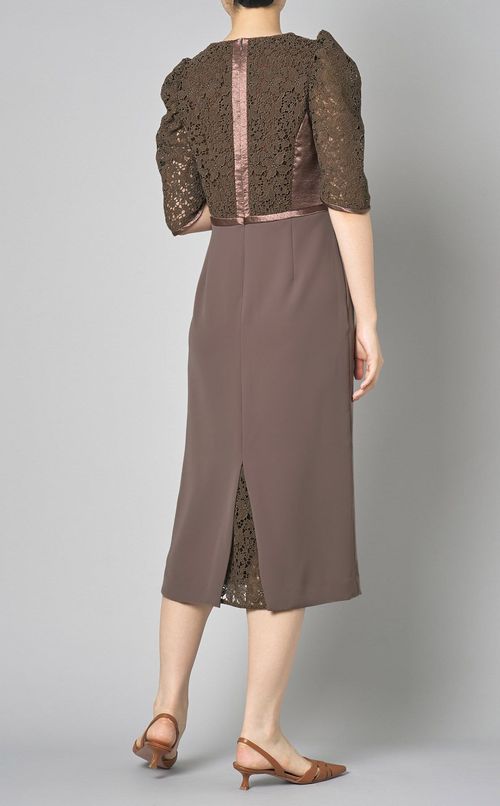 レースパフスリーブコンビドレス