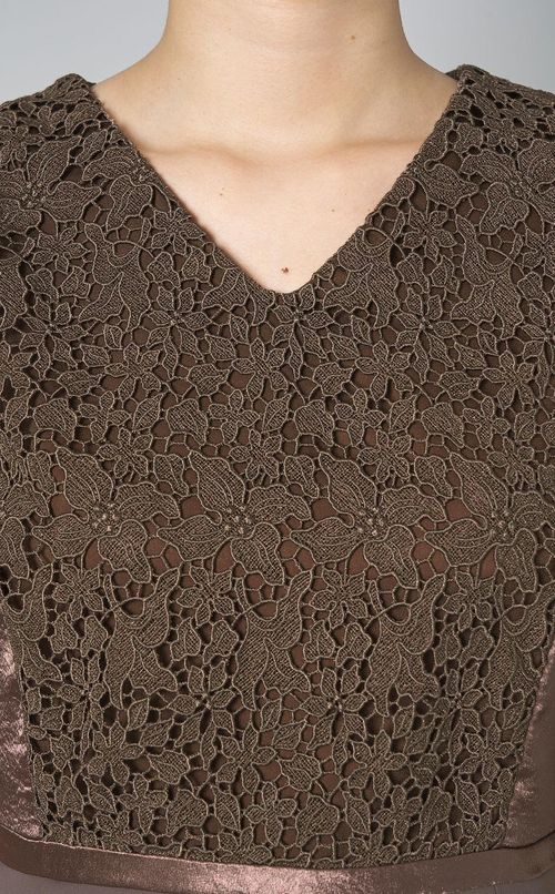 レースパフスリーブコンビドレス