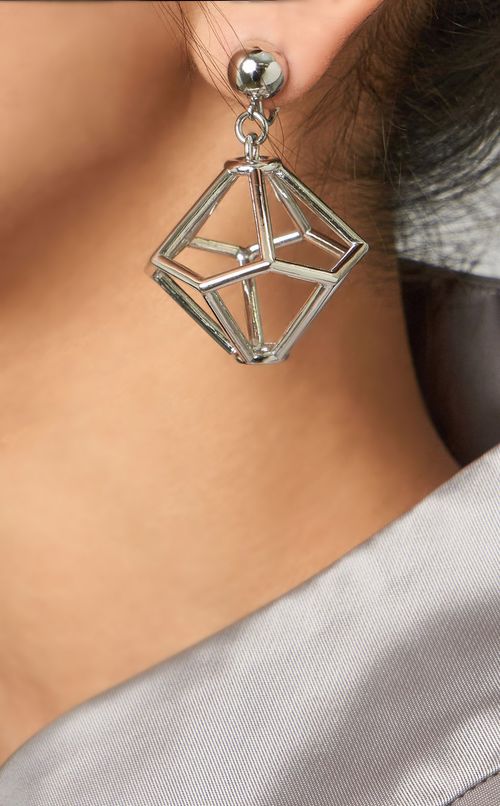 クリスタルラインモチーフイヤリング