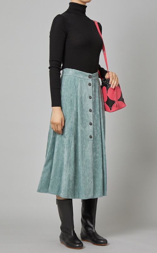 コーデュロイフロントボタンスカート