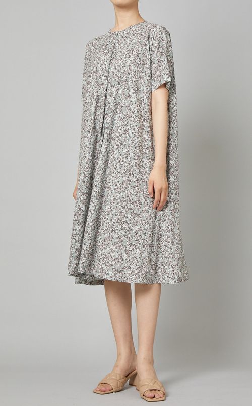 フラワープリントシャツワンピース