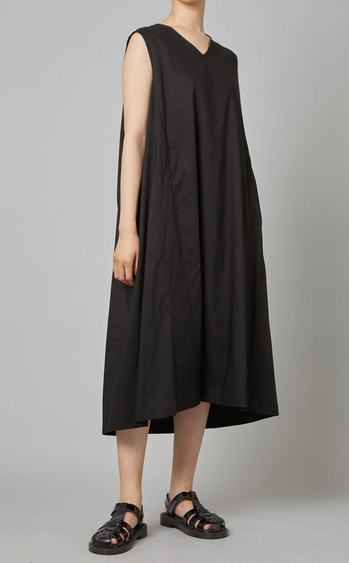 リネン混フレアワンピース