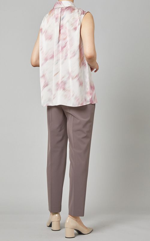 マーブルプリントギャザーブラウス