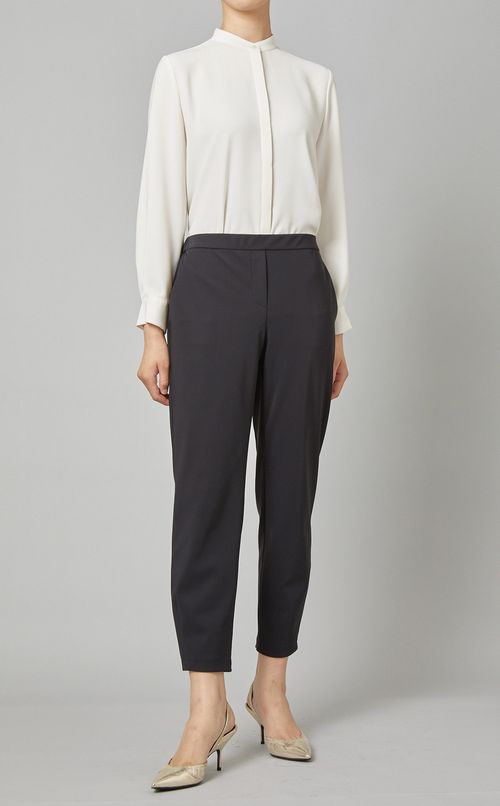 バンドカラーボウタイブラウス