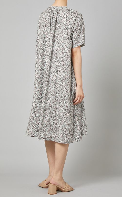 フラワープリントシャツワンピース