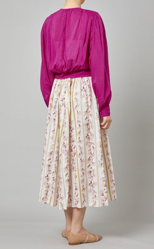 コットンシルクVネックブラウス