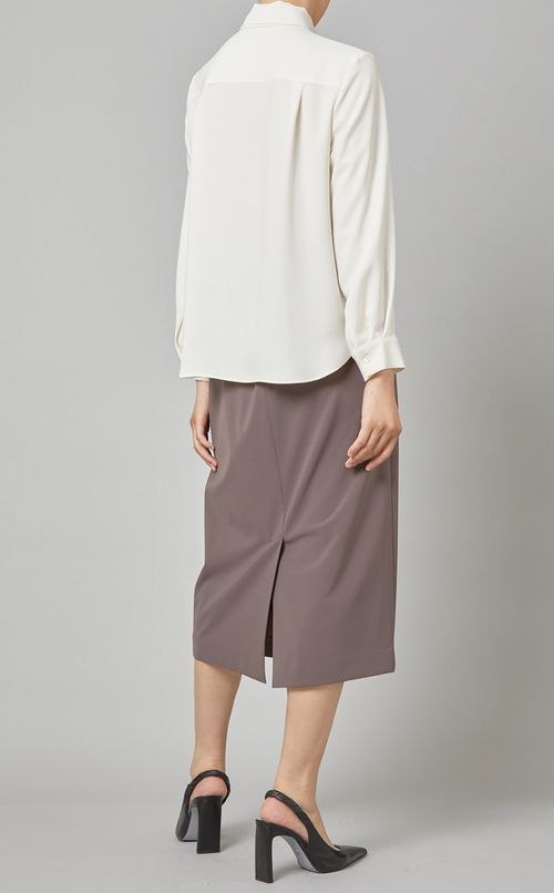 バンドカラーボウタイブラウス