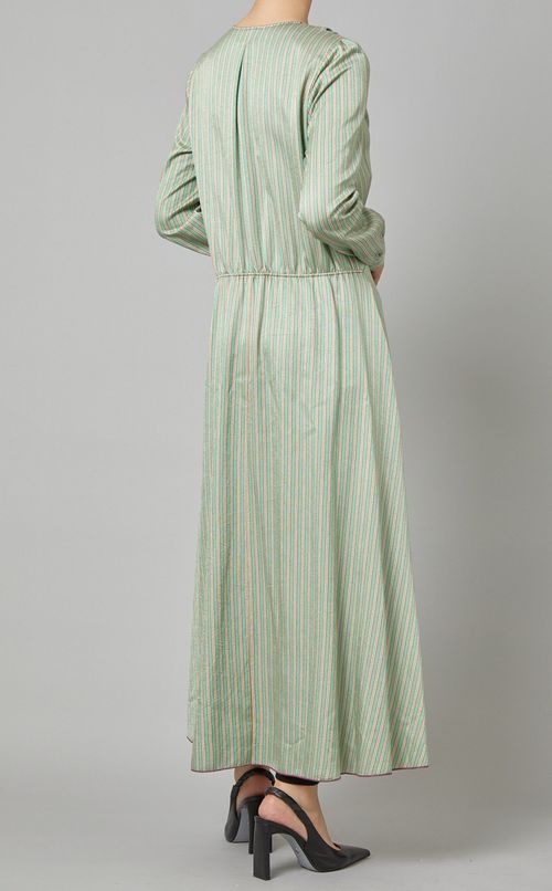 ストライプVネックロングワンピース