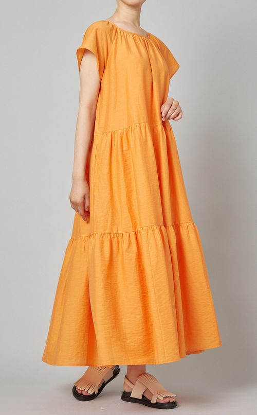 コットン混ティアードワンピース