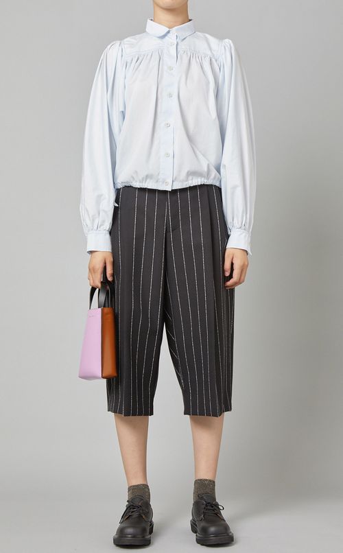 ストライプクロップドパンツ