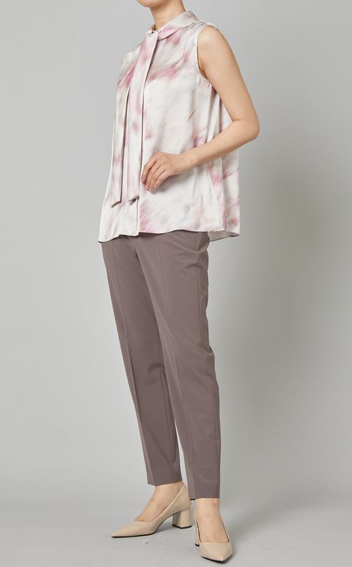 マーブルプリントギャザーブラウス