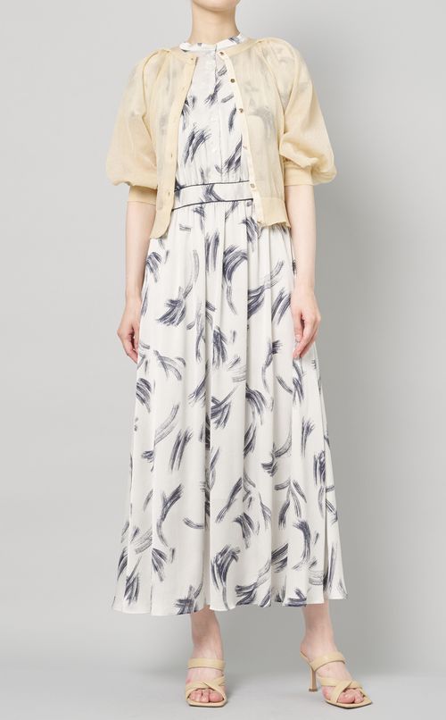 マルチプリントシフォンフリルワンピース