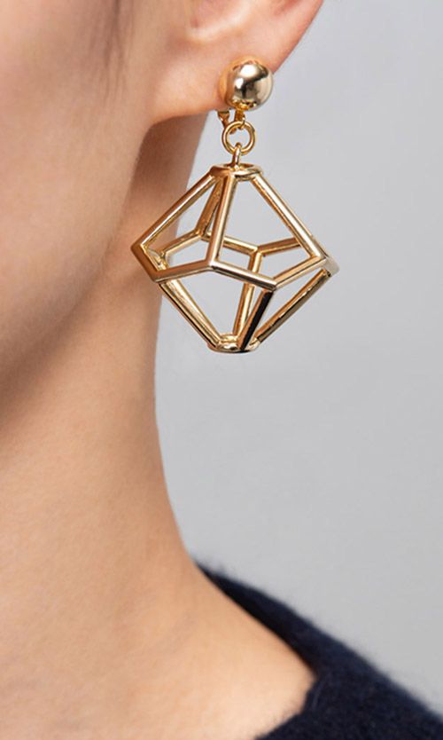 クリスタルラインモチーフイヤリング