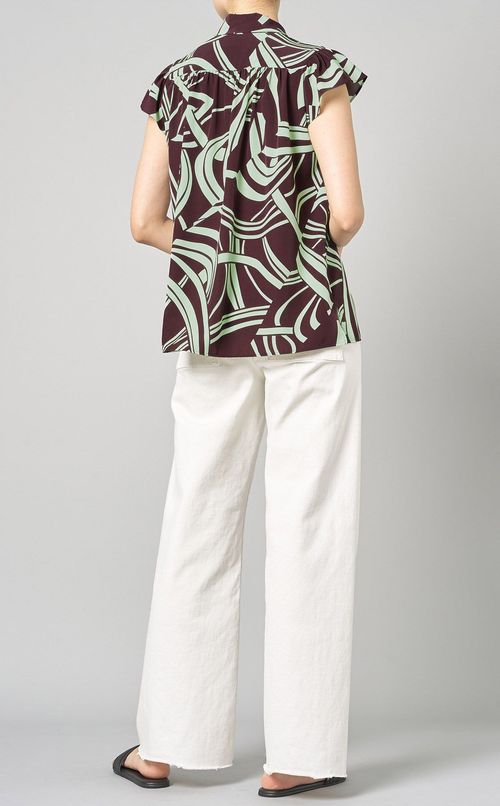 プリントボウタイフレアブラウス