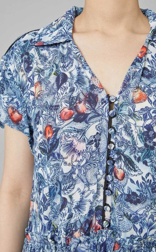 フラワープリントフレアワンピース