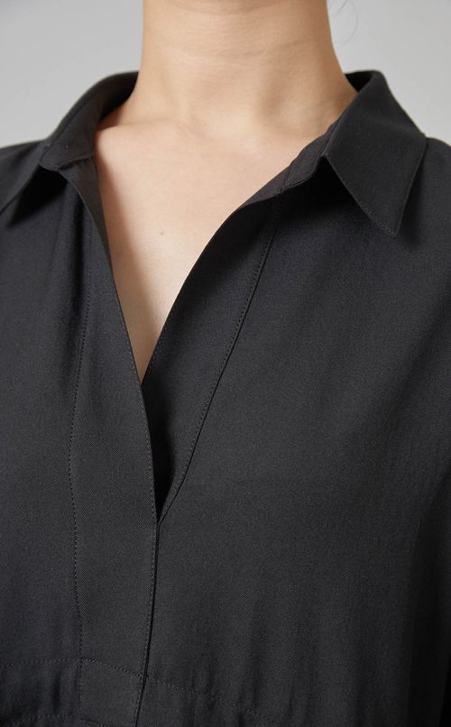 ベルト付スリットシャツワンピース