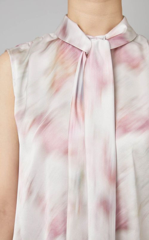 マーブルプリントギャザーブラウス