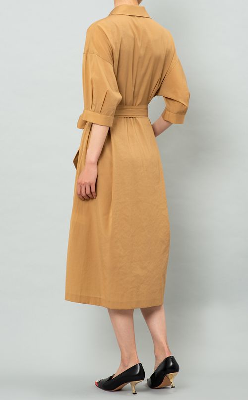 オーガンジーロングシャツワンピース