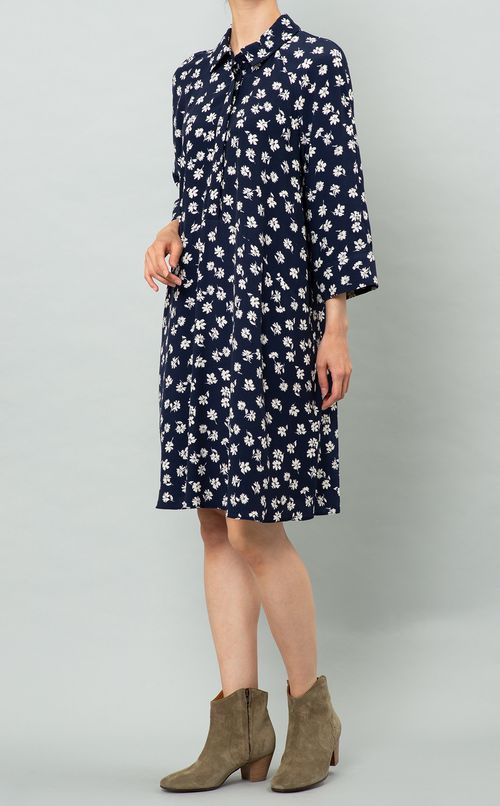 フラワープリントシャツワンピース
