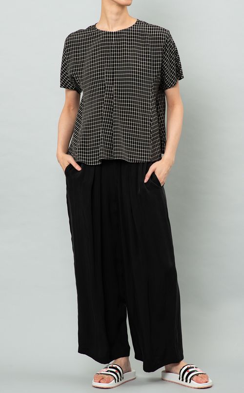 チェックプリントTブラウス