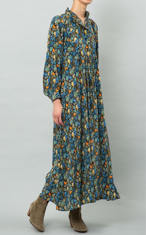 フラワープリントシルクワンピース