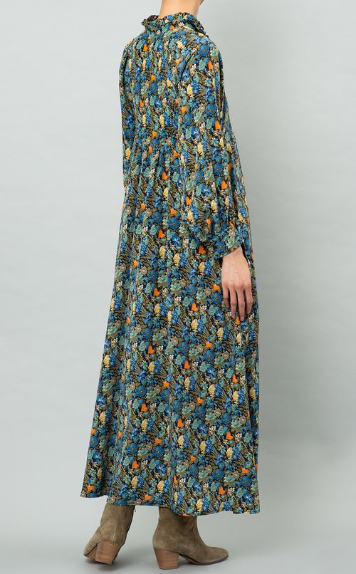 フラワープリントシルクワンピース