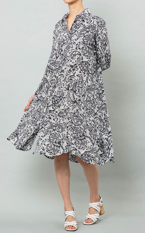 フラワープリントシルクワンピース