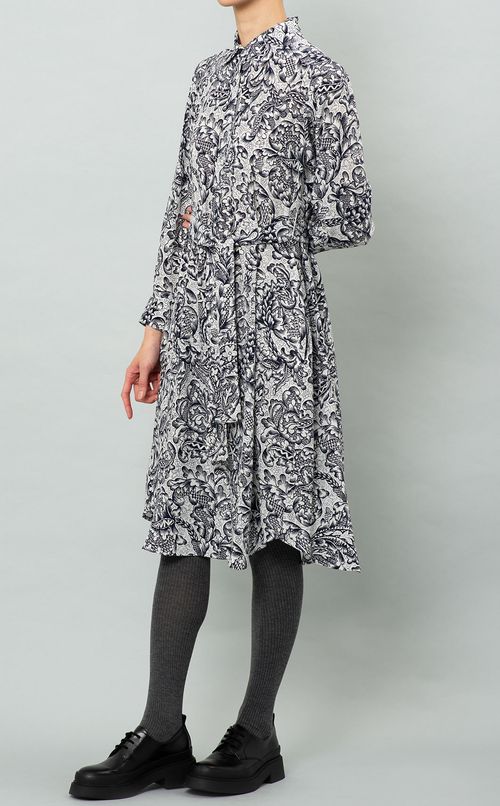 フラワープリントシルクワンピース