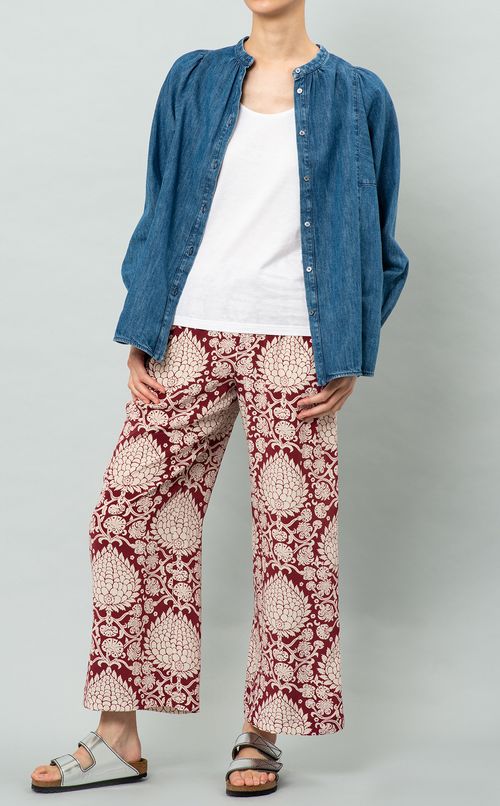 フラワープリントシルクパンツ