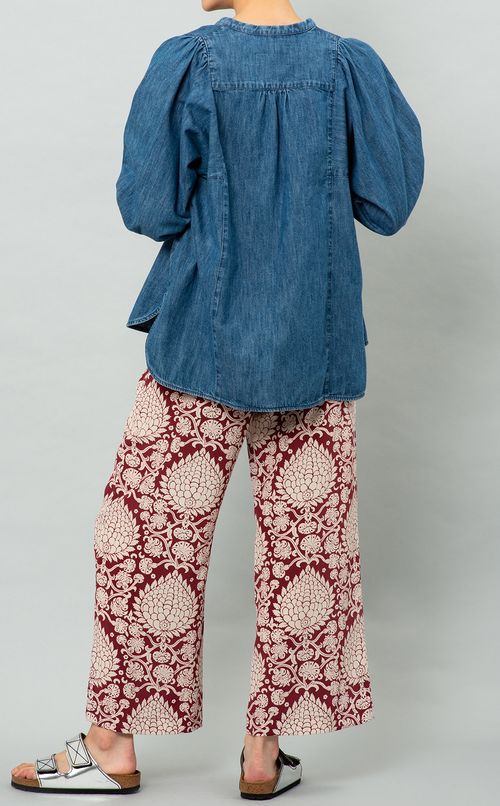 フラワープリントシルクパンツ