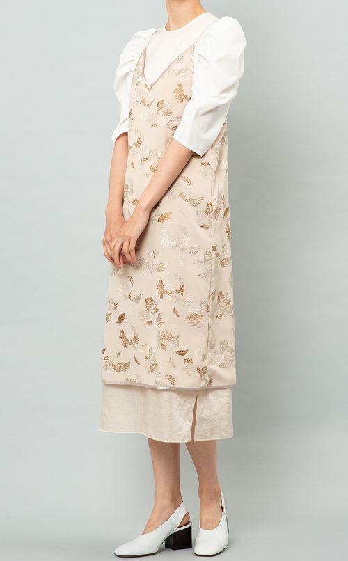 フラワー刺繍キャミソールワンピース