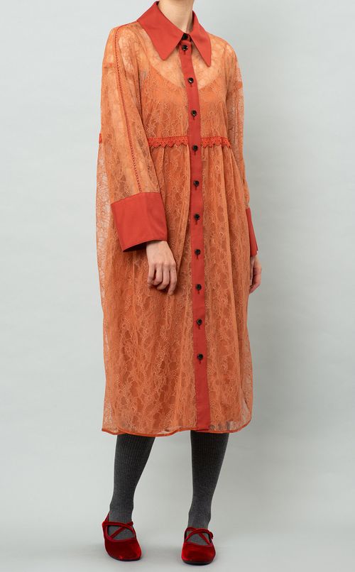 レースシャツワンピース