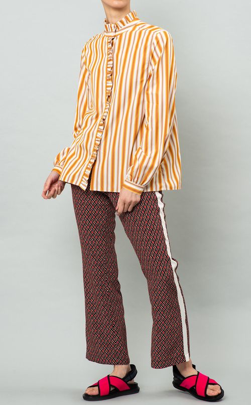 フリル付ストライプシャツ